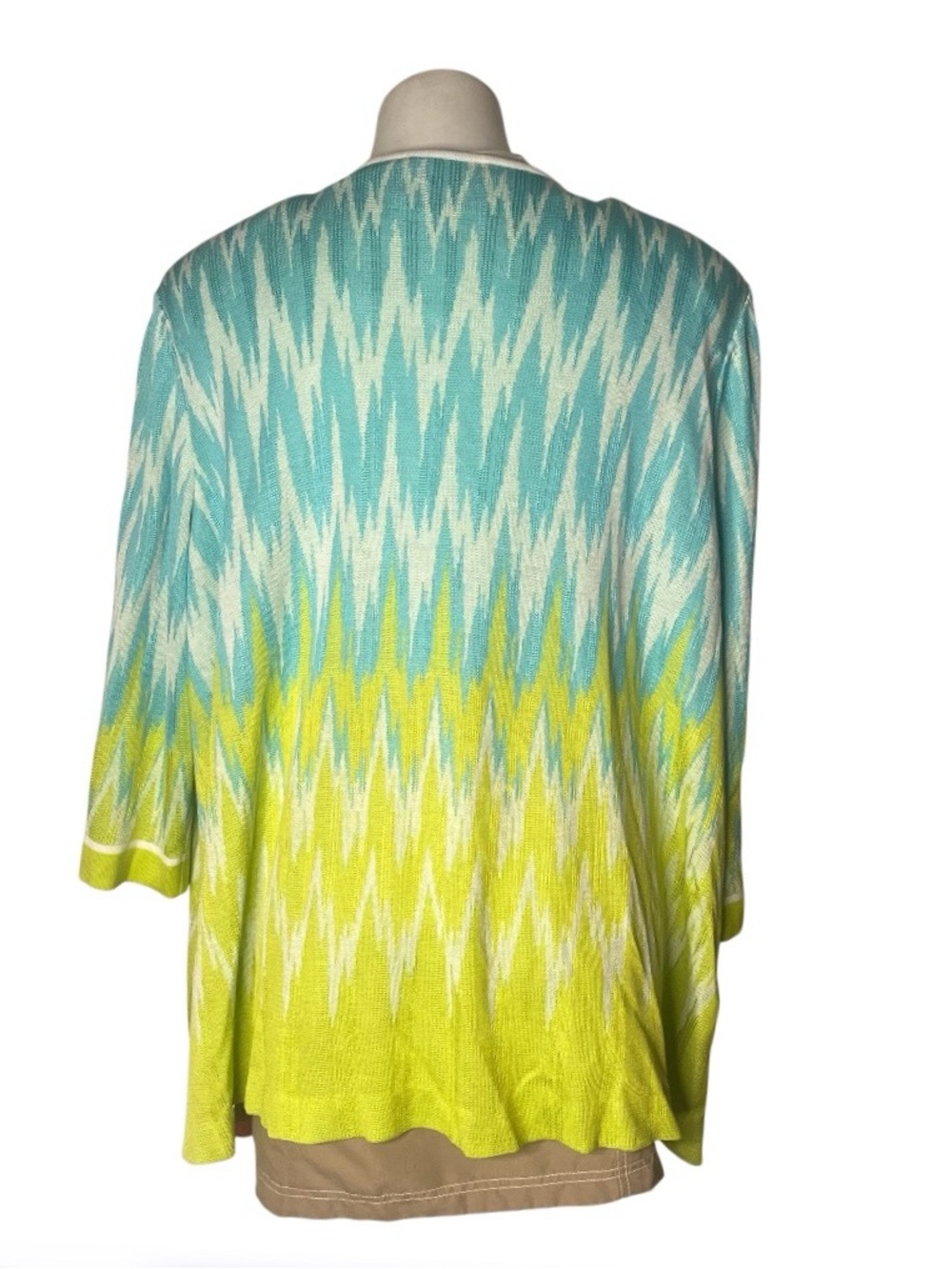 MISOOK Chevron Flame Knit Open Front Cardigan Top Watercolors Plus Size 2X - Picture 2 of 8